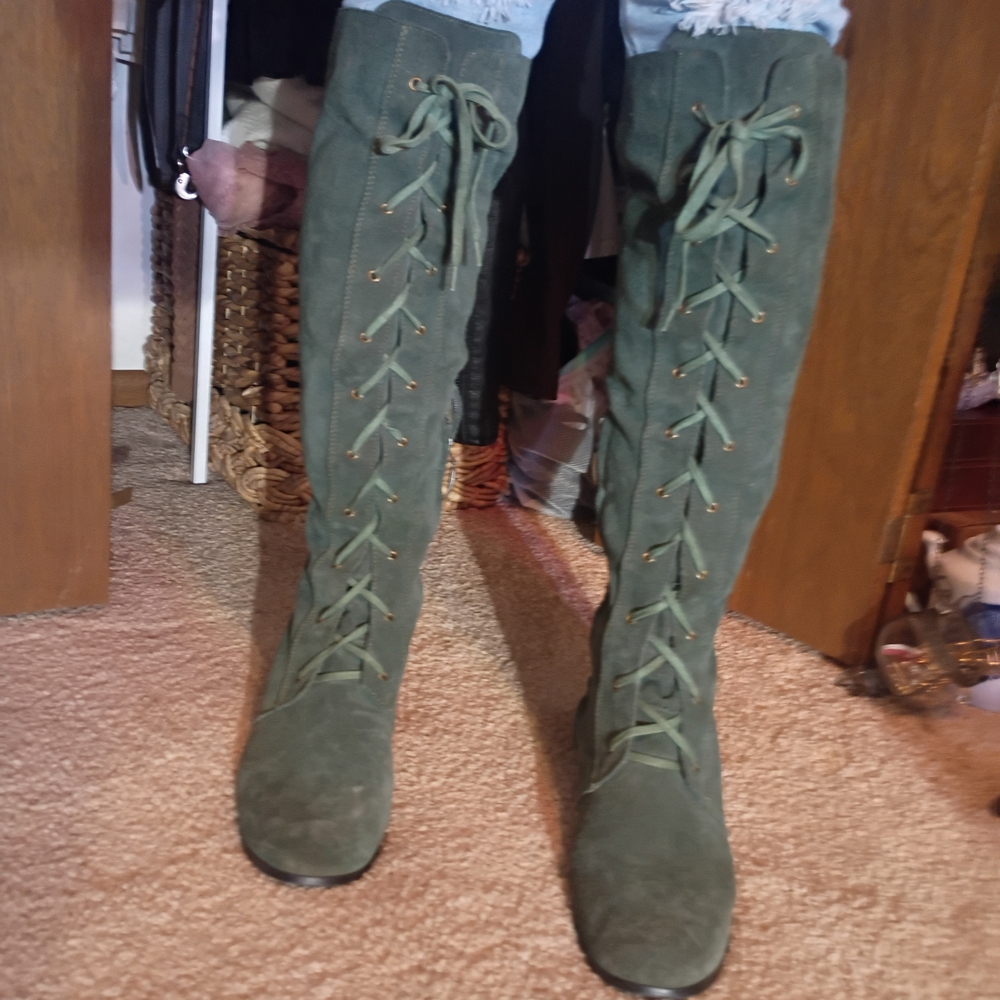 Restricted Olive Lace-Up Boots